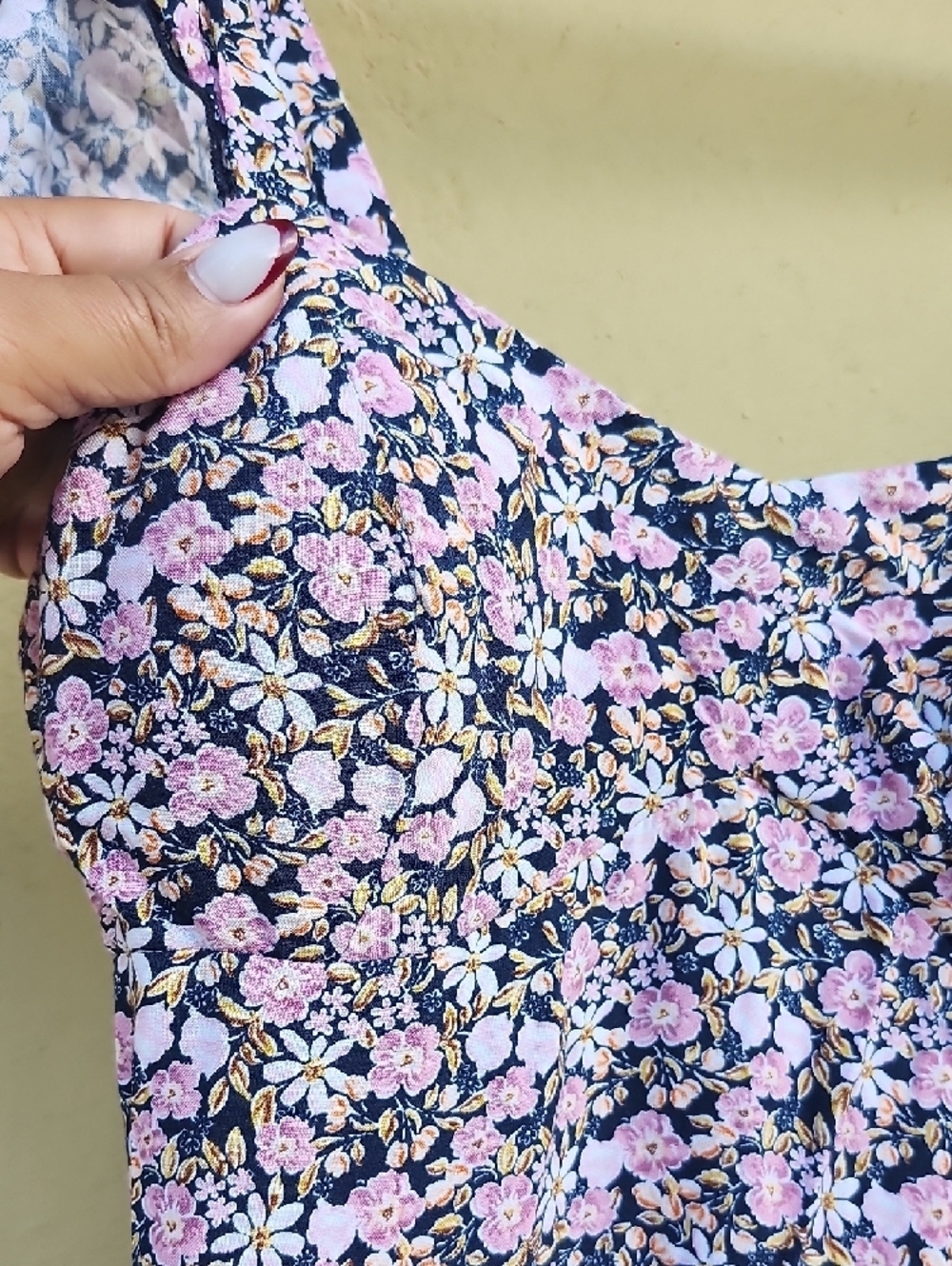 As U Wish Boho Lavender & Navy Floral Asymmetrical Hi-Lo Dress - Picture 4 of 14